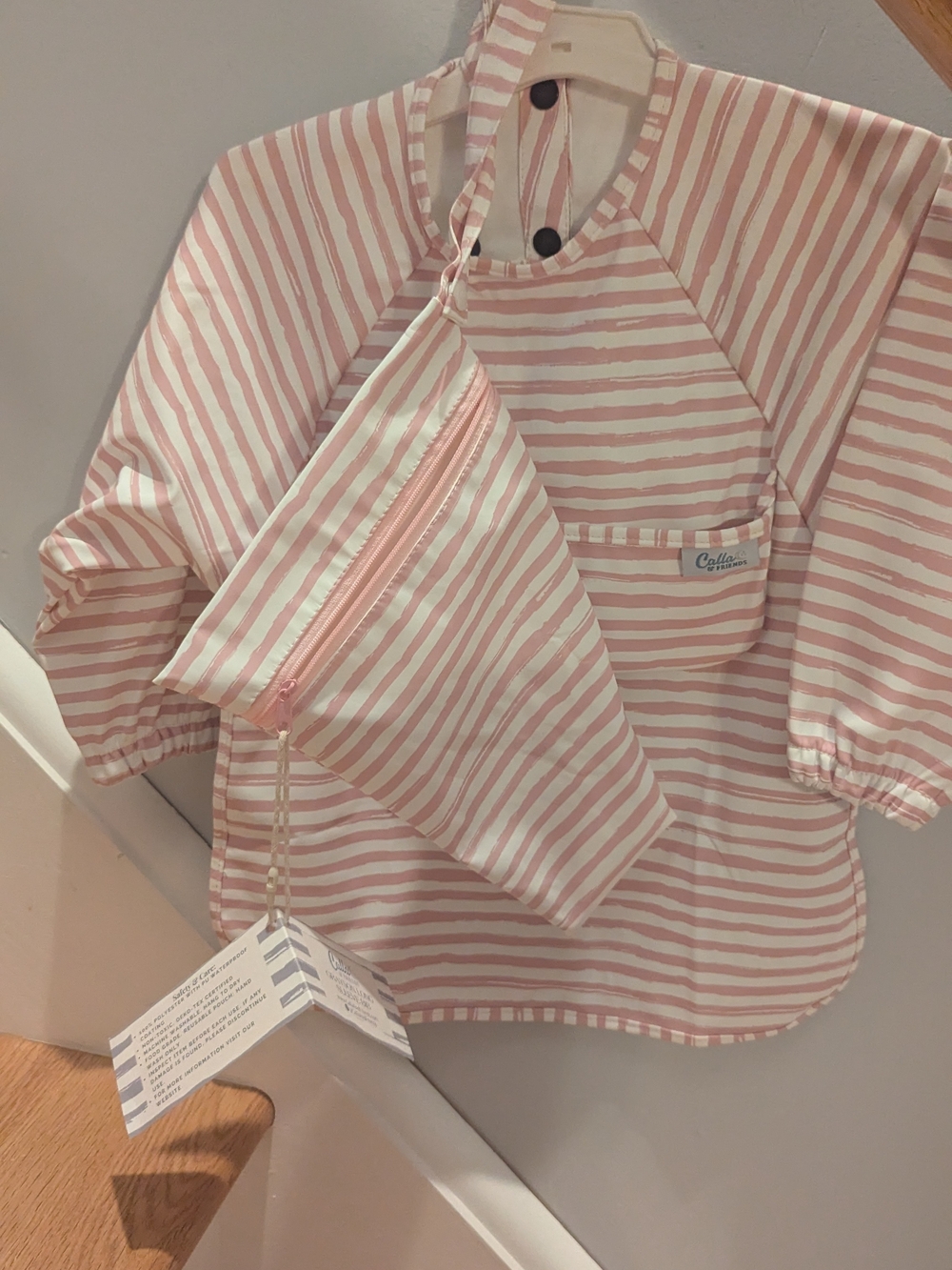 Calla & Friends Striped Pink & White Kids Bib